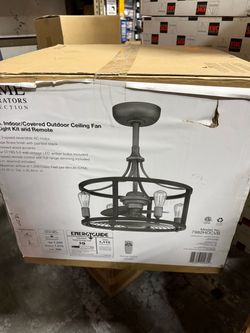 Hampton Bay Bardeau Indoor/Outdoor 21-1/2 in. Vintage Brass Dual Mount Farmhouse Ceiling Fan with Light Kit and Remote Control