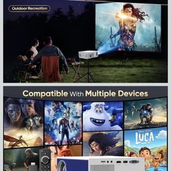 1080P 18000 Lumen 4K Supported Projector with wif and bluetooth, Bedroom Outdoor Indoor Projector Compatible with Smartphone, HDMI, USB, AV, Fire Stic