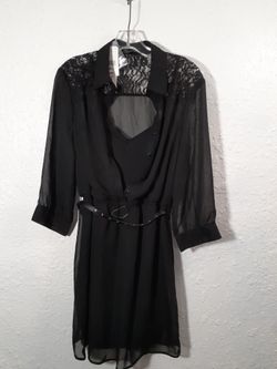 Love Reigns Sheer Lace Black Button Dress