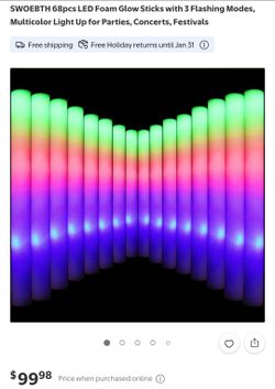 SWOEBTH 68pc LED Foam Glow Sticks Multicolor