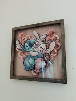 Stitch and Angel Framed Shadow Box Art