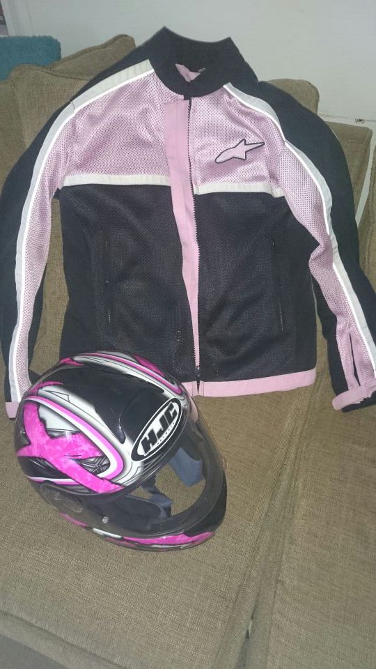 Alpinestars jacket xl women sz and helmet HJC small like new
