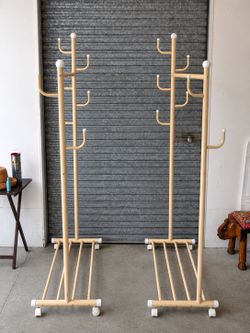 Set of 2 Rolling Garment Racks with Shelves