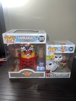 HOLLYWOOD EXCLUSIVE LE Animaniacs WB Water Tower #2070 + Slappy & Skippy #2067 Funko Pops Cartoons