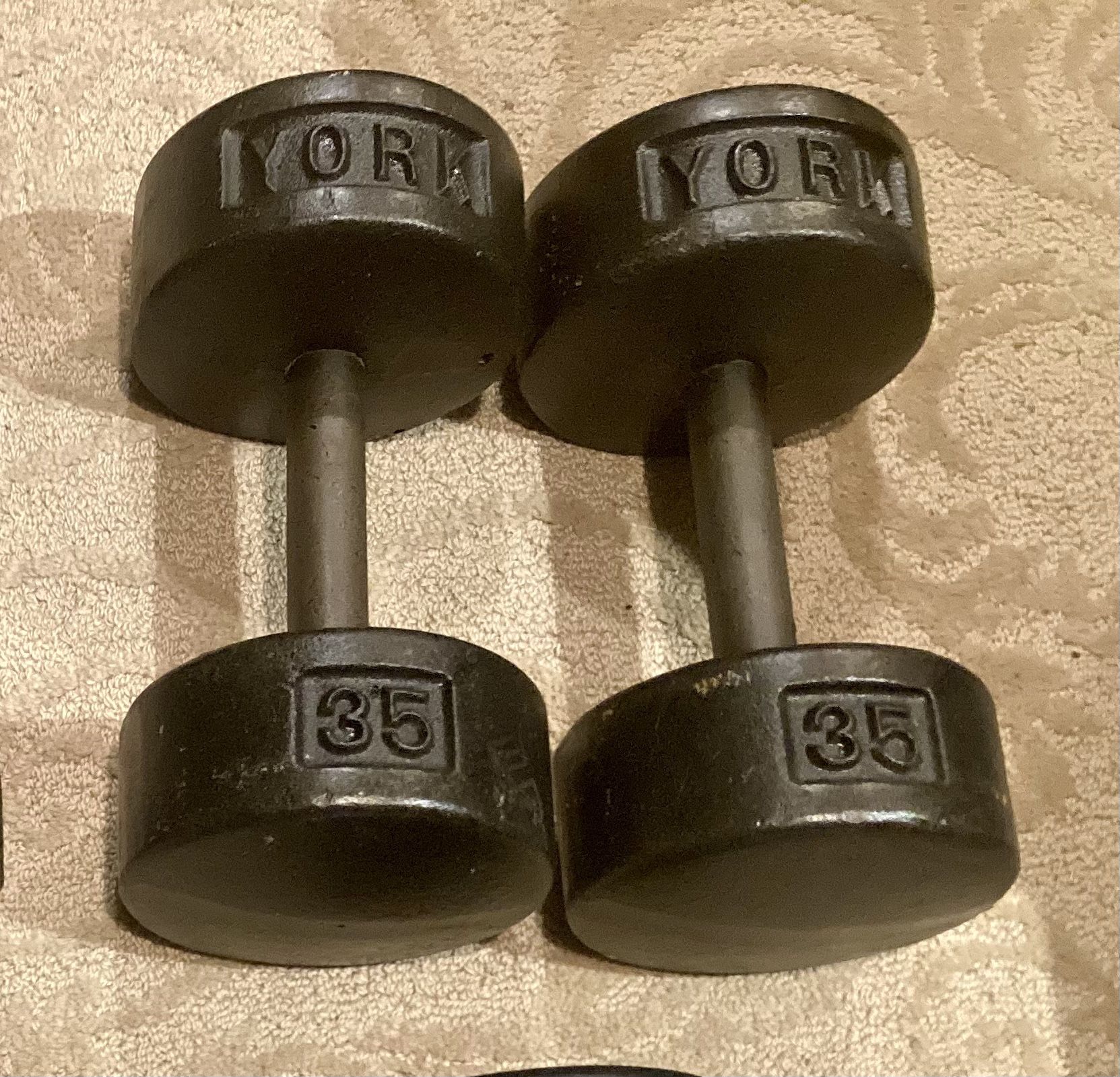 York Dumbbells 35# Roundheads