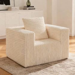 Brand New Small Corduroy Single Cloud Sofa (Beige)