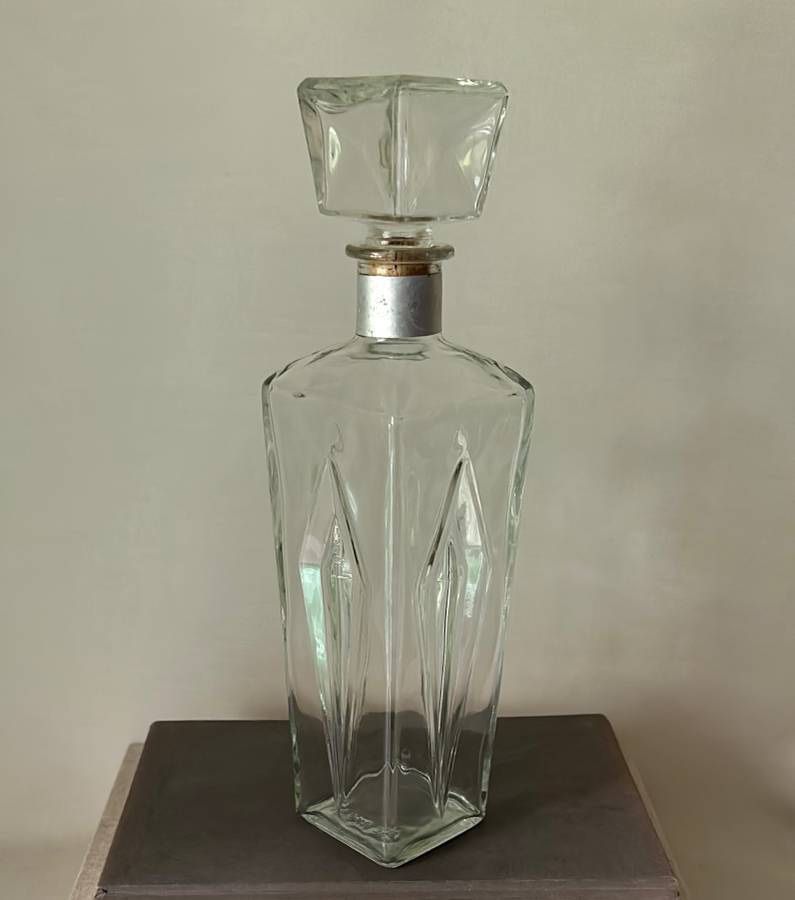 Vintage Etched Glass Bottle Decanter