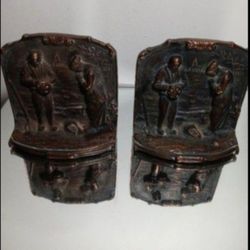 ANTIQUE - MID CENTURY CAST BRONZE BOOK ENDS 5"×4.5'