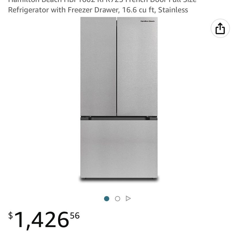 Hamilton Beach HBF1662 RFR725 French Door Full Size Refrigerator with  Freezer Drawer, 16.6 cu ft, Stainless for Sale in El Monte, CA - OfferUp