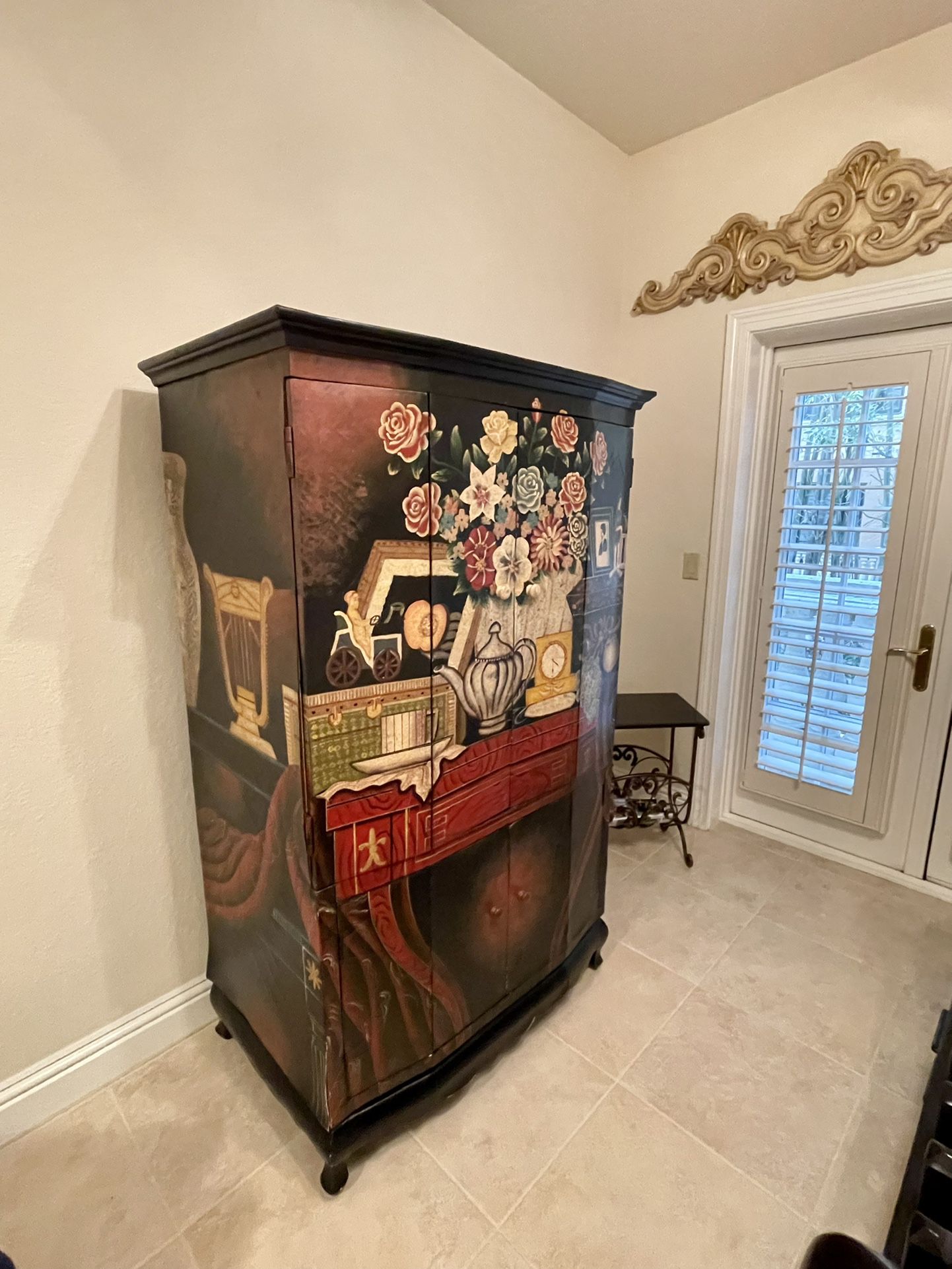 Unique, Solid Wood Hand Painted Armoire