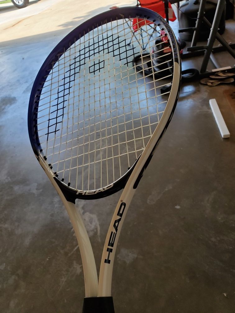 Black White and Blue HEAD Tennis Racket