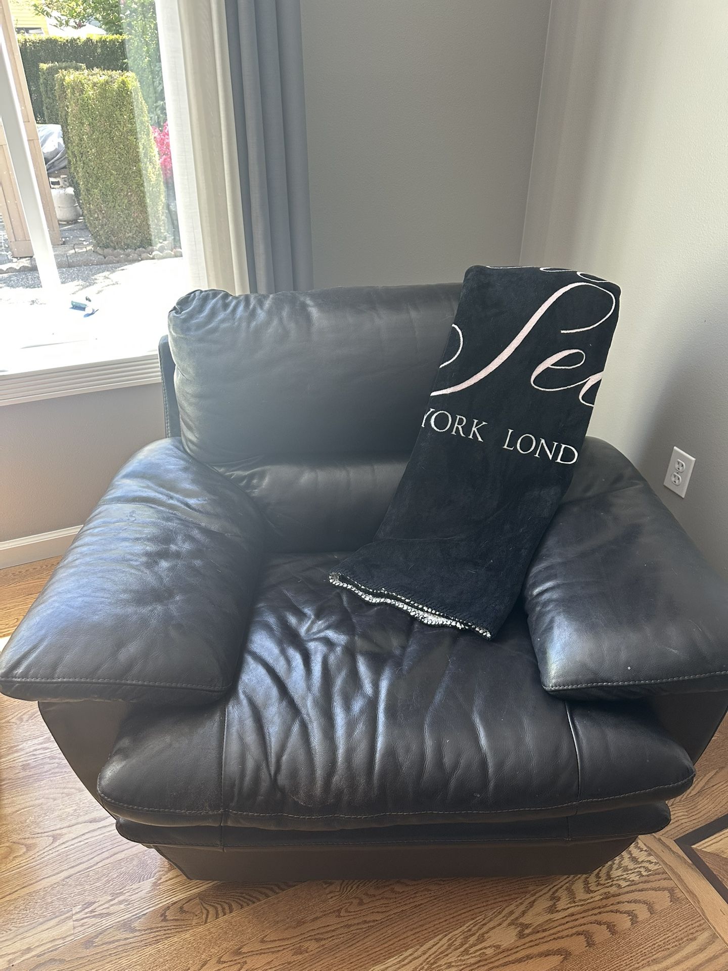 Real Black Leather Couch