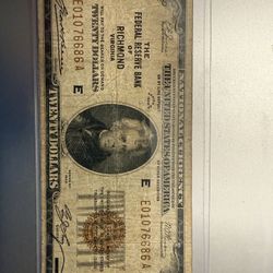 1929 Richmond Virginia National 20$ Note