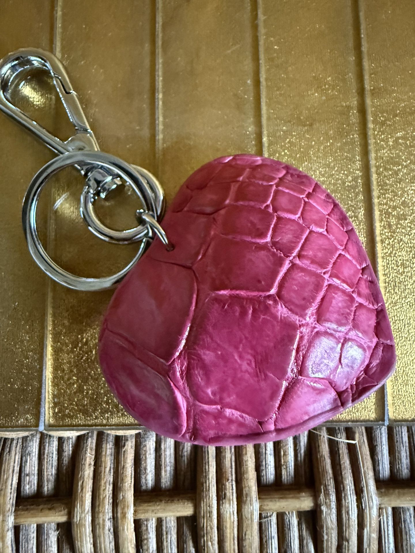 Authentic Crocodile Skin, Pink Heart Key