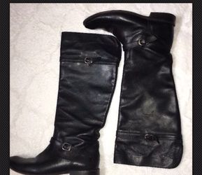 Tall Women's Size 7.5 Black Frye Paige Buckle Riding Boots black EUC