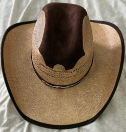 Straw Cowboy Hat with Suede Crown