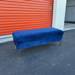 Charlan Blue Velvet Bench