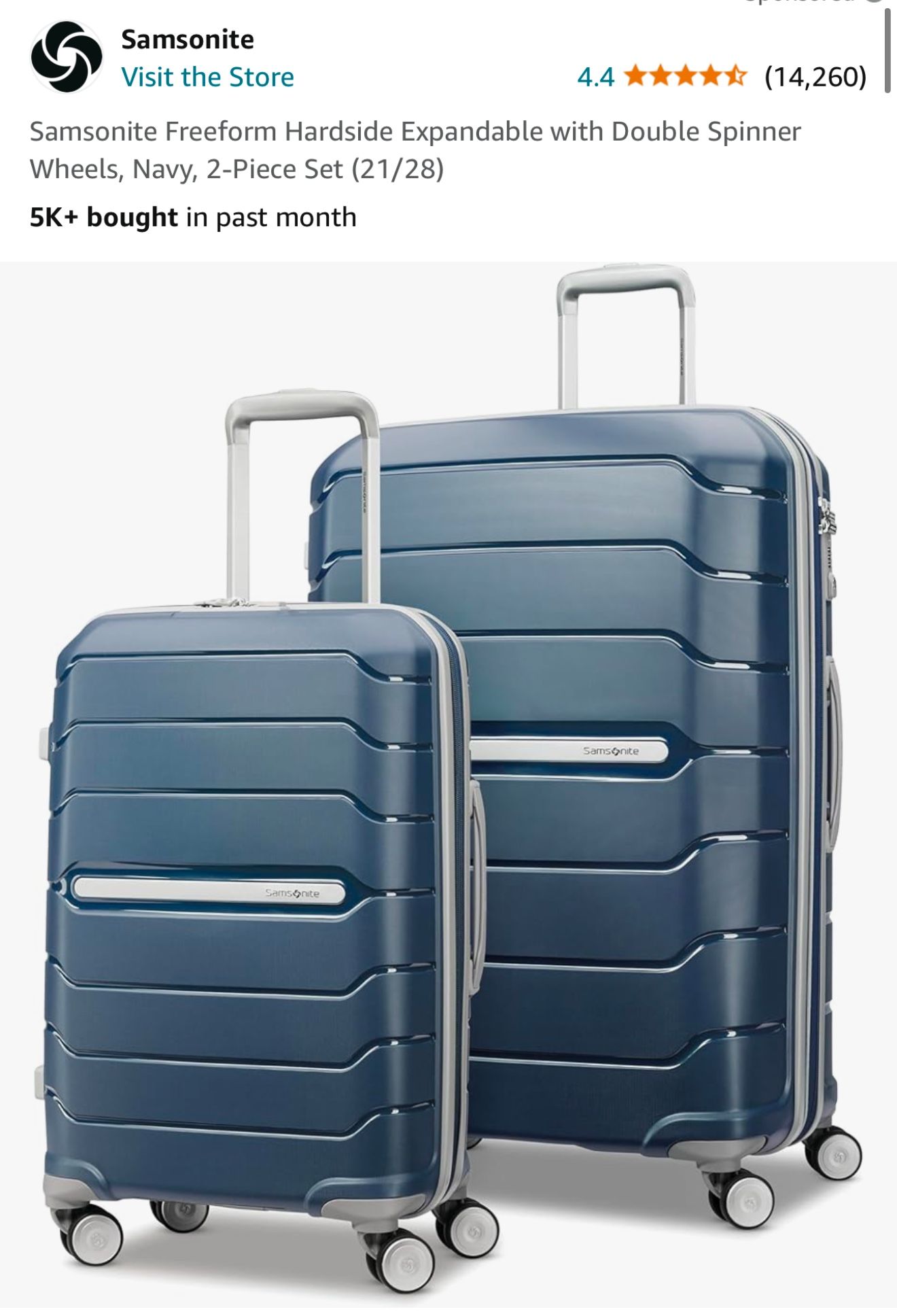 Samsonite Freeform Hardside Expandable Travel Luggage Navy, 2-Piece Set (21/28)