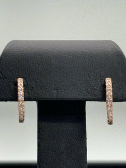 925 sterling silver rose gold tone crystal hoops earrings