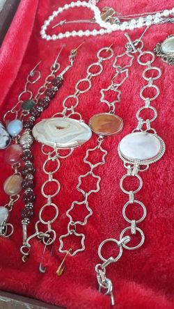 NATURAL STONE AND 925 SILVER "" HAND MADE BRACELET ""