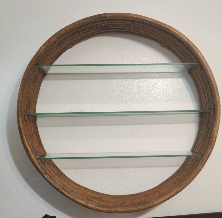 Bamboo With Glass Shelving Unit