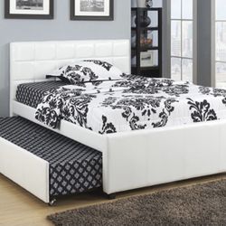 New White Full Bed With Twin Trundle Bed ( Mattress Sold Separately 