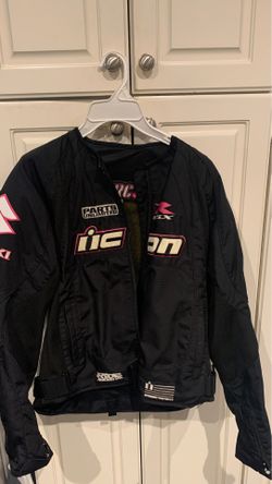 Two ICON Medium Jackets. One leather and one fabric. Size M