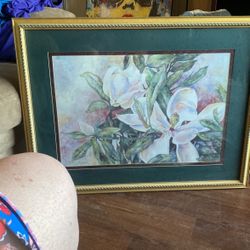 Large Beautiful Watercolor Framed Print Double Matted