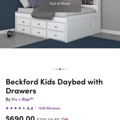 Twin Bed frame With Six Drawers, And Mattress