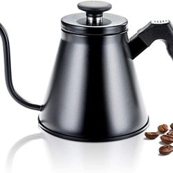 Stovetop Stainless Steel Coffee Kettle 1.2L/40oz, Gooseneck Pour Over Coffee Kettle for Tea and Coffee, Black