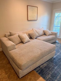 Beige Sectional Sofa with Chaise