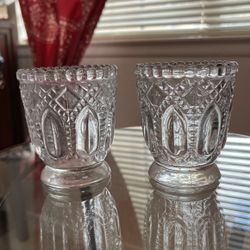 2 Glass Candle Holders 