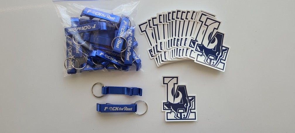 "CUSTOM" Vinyl LA RAMS Sticker / Los Angeles Rams Bottle Opener Keychain