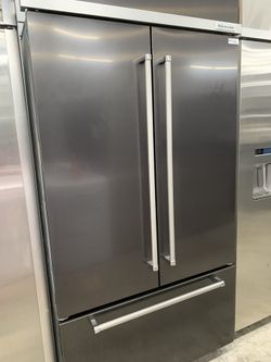 42” kitchen aid built in French door in dark stainless