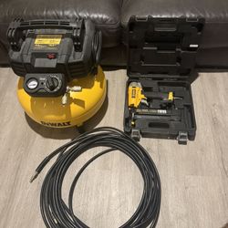 DeWalt, compressor hose and 18 gauge Brad nailer
