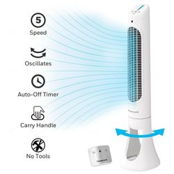 Honeywell 40" White Quiet Set Oscillating Tower Fan, 30ft Air Circulat