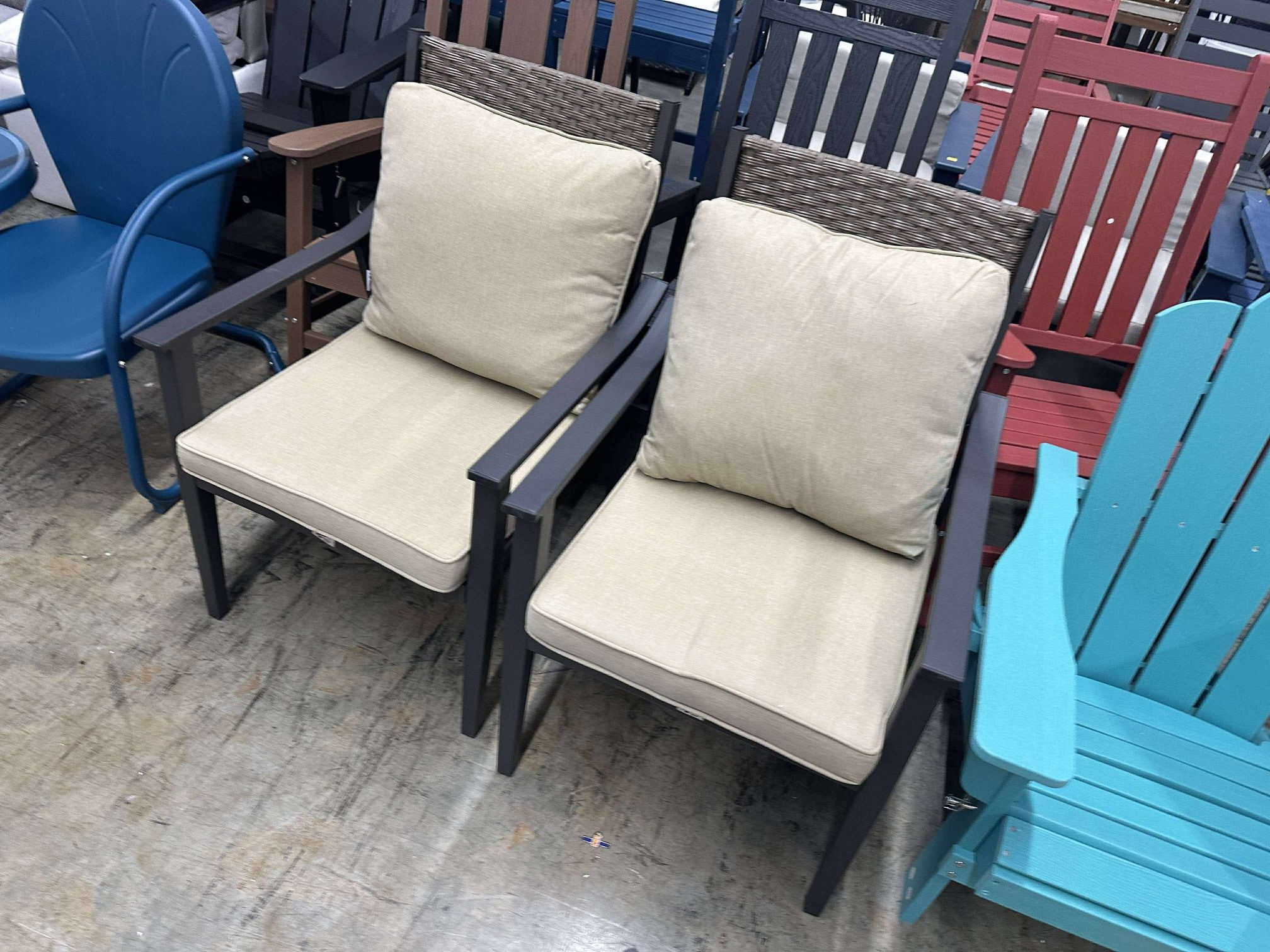 2 Pcs Patio Furniture Set with Thick Cushion Metal Patio Conversation Sets with 2 Armchairs