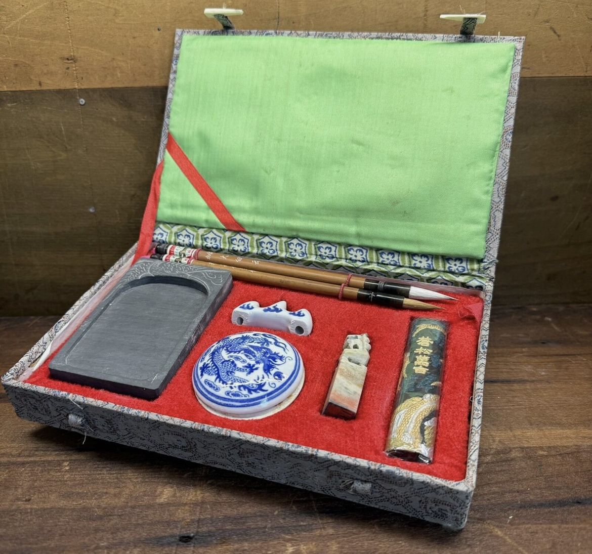 Vintage Chinese Calligraphy Brush & Ink Writing Set