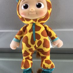 Toy lovingly used   Giraffe CoComelon Little Plush, JJ Doll in Onsie, 8" Stuffed Doll, Plastic  face