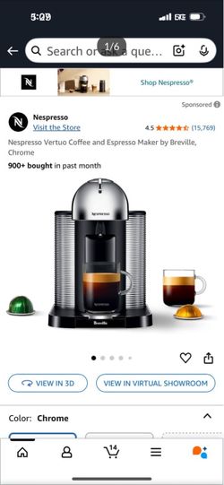 Breville Nespresso Vertuo Coffee and Espresso Maker by Breville, Chrome