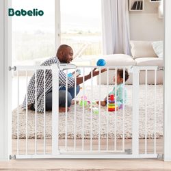 Babelio Baby Gate, 29-48 Inch Auto Close Pet Gate, Easy Install Pressure-Mounted Safety Gate, Extra Wide Pet Gate for Stairs and Doorways, 2 Pack Whit