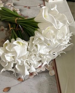 Artificial Faux White Calla Lily Bouquet