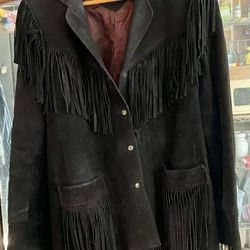 Vintage Brown Fringe Leather Jacket