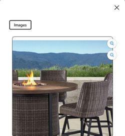 Aluminum High Dining Set with  6 Chairs and 60 in. Gas Fire Pit Table