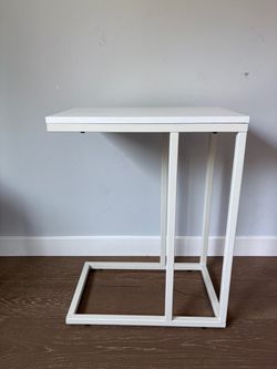 White C-Shaped Side Table