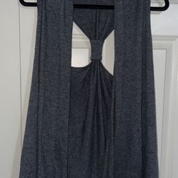 Gray  Sleeveless Open Cardigan Size M