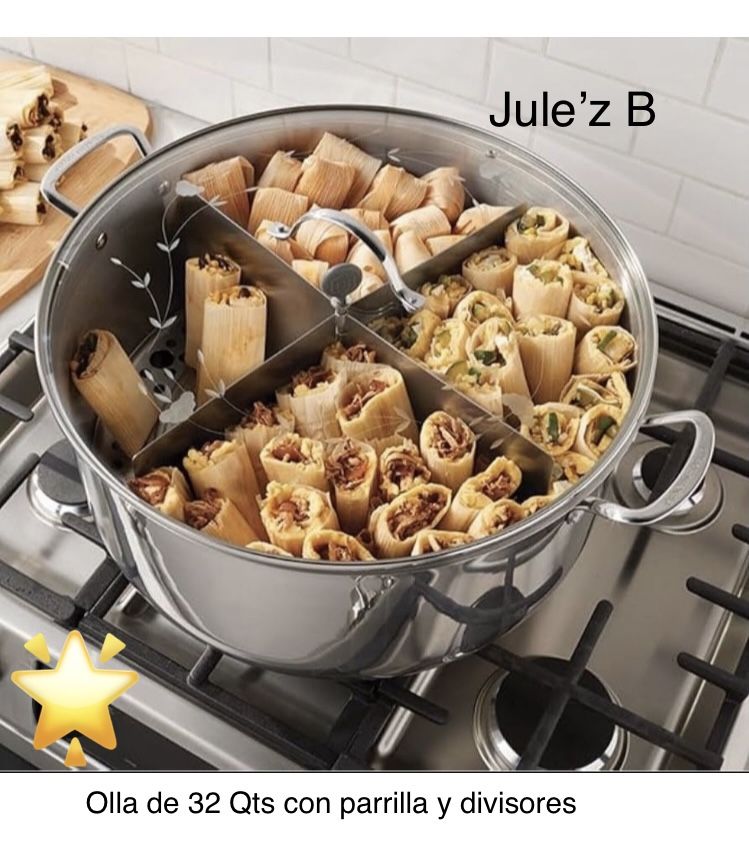 Olla De 32 Qts Con Parrilla Y Divisores Nueva En Su Caja 