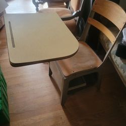 OLD SCHOOL DESK..WOOD AND METAL