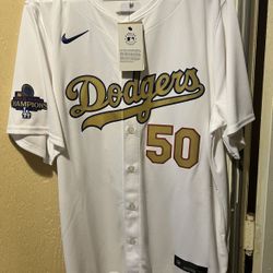 Los Angeles Dodgers Mookie Betts 2024 Champions Gold Collection Men's Limited Jersey (size XL)