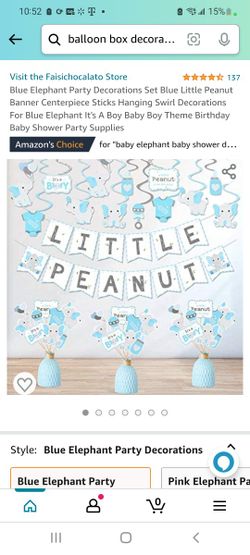 Elephant baby boy baby shower decorations
